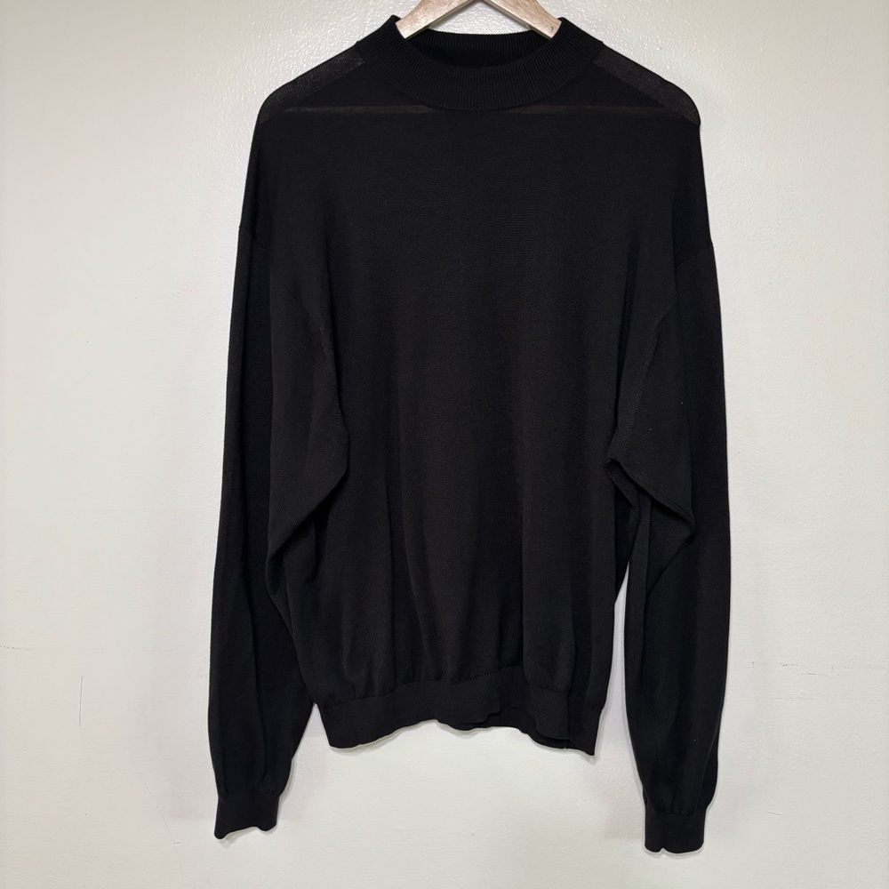 Baracuta Men’s Black Silk Cotton Blend Contemporary Crew Neck Sweater Size XL